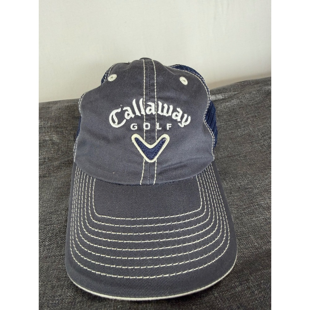 Callaway Golf Trucker Hat Mens OSFA Navy Blue Mesh Back Contrast Stitch